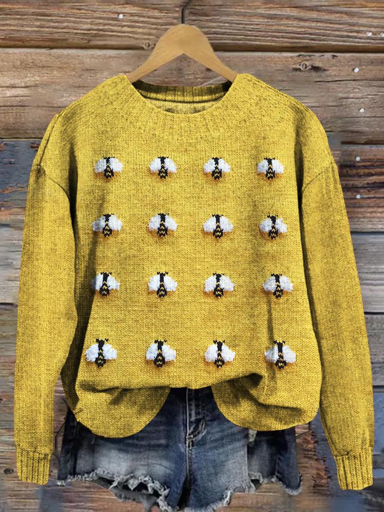 Womens Crew-neck Top With Animal Print