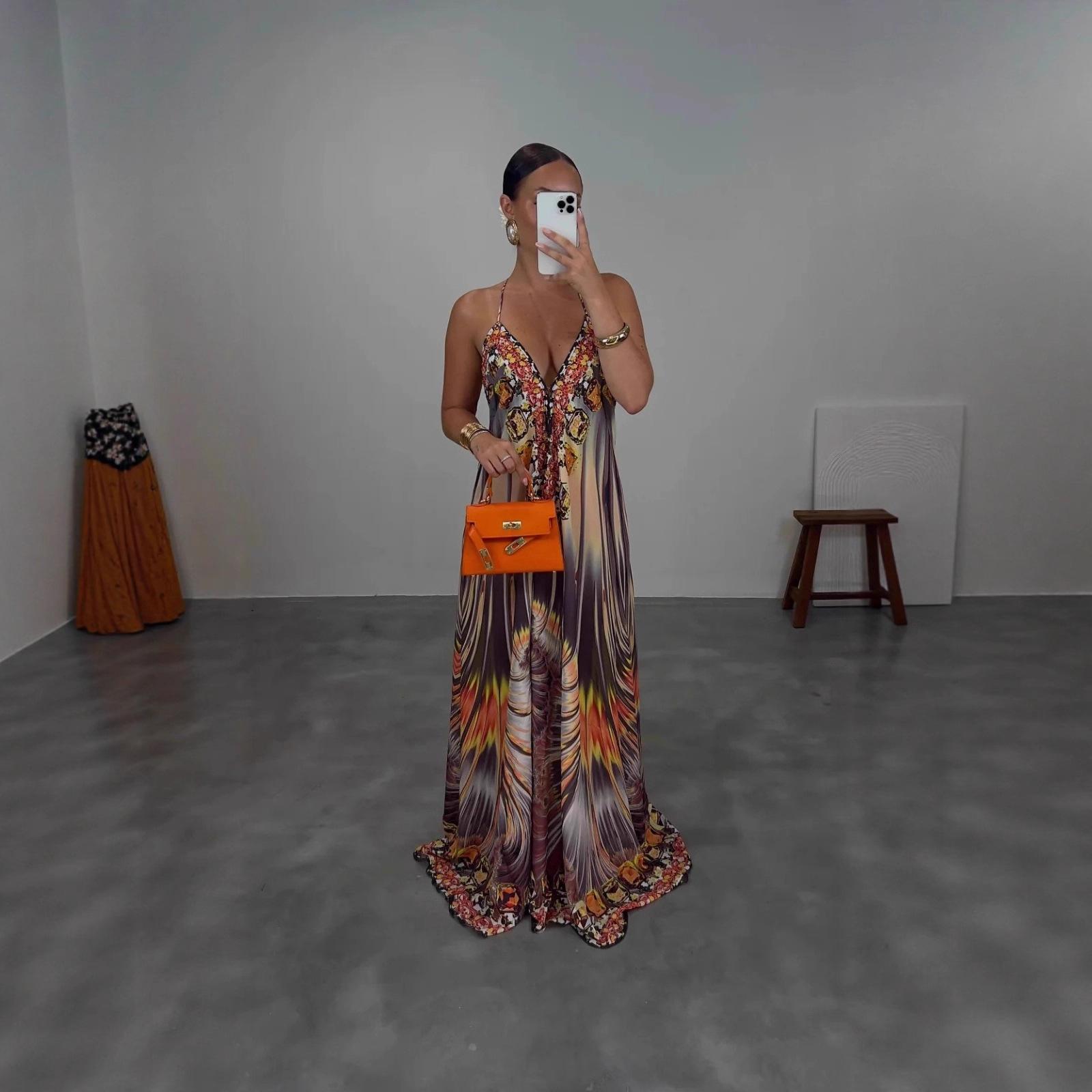 Women's Sleeveless Printed Maxi Dress