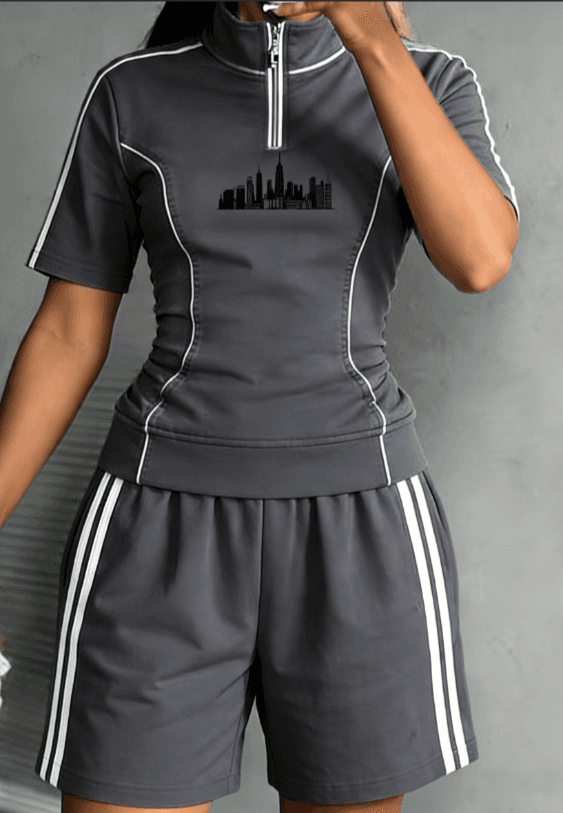Striped Slim-fit T-shirt And Shorts Set