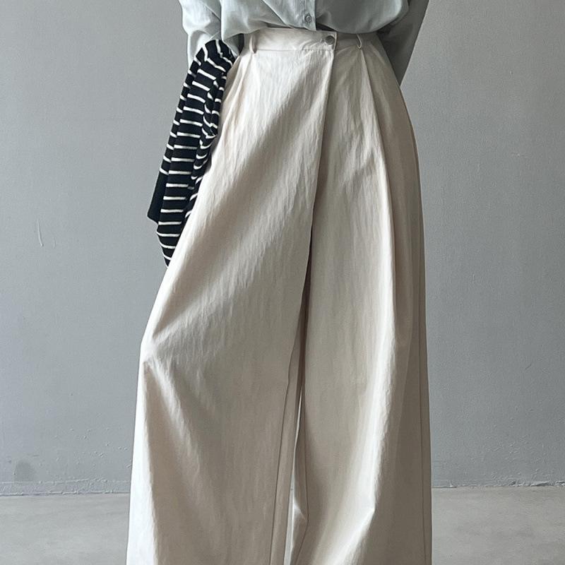 Summer Chic Asymmetrical Slant-front Wide-leg Pants