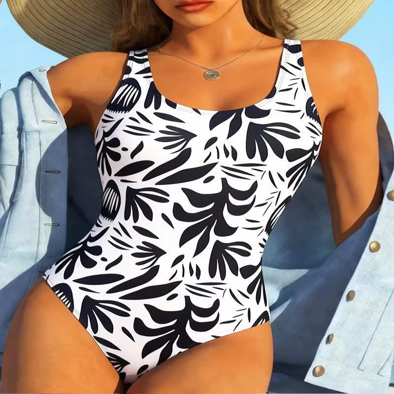 Womens 3D Digital-Print One-Piece Swimsuit