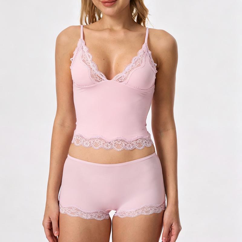 Cross-border Sexy Lace Thong Suspender Boxer Briefs With Lace Trim