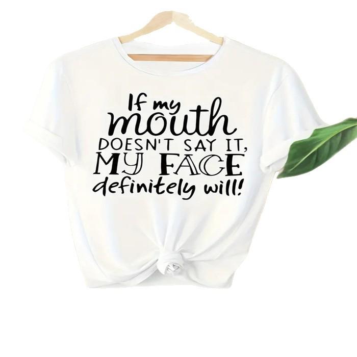 Women's Printed Crew Neck Plus-Size Short-Sleeve T-Shirt Top