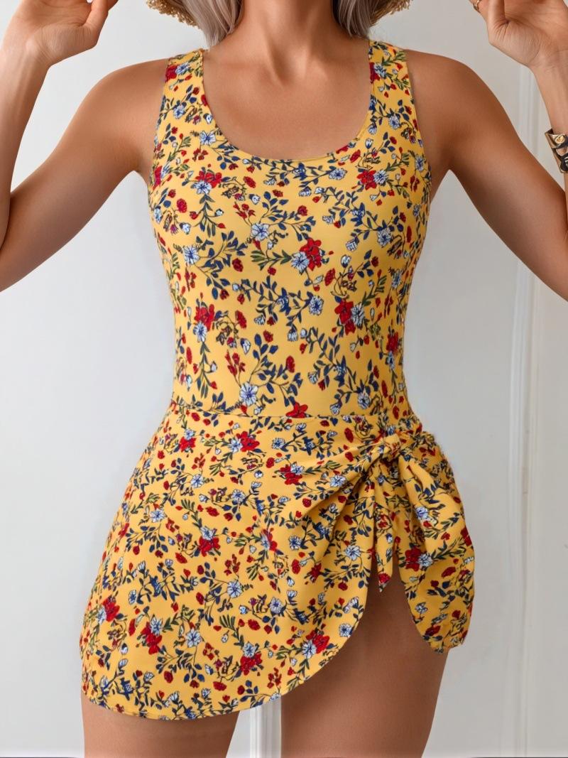 Womens Form-Fitting Digital-Print One-Piece Swimsuit