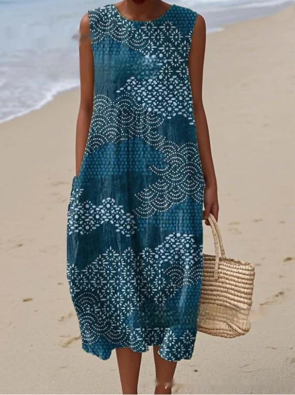 Women's Sleeveless Casual Printed Temperament Dress