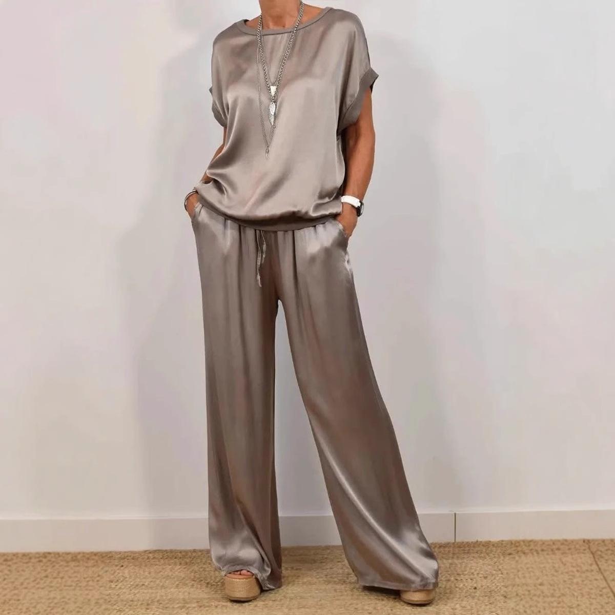 Spring And Summer New Trend Loose Shirt Wide Leg Pants Casual Suit