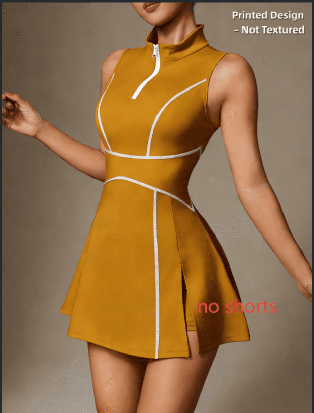 Stand Up Collar Sleeveless Sports Style Dress