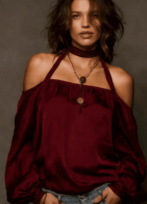 Halter Neck Off-shoulder Puff Sleeve Top For Women