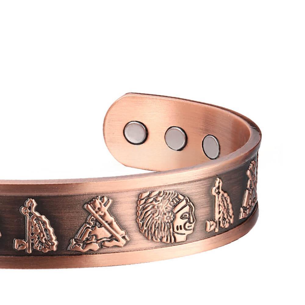 Vintage Magnetic Red Copper BraceletViking Head Magnet Red Copper Bracelet