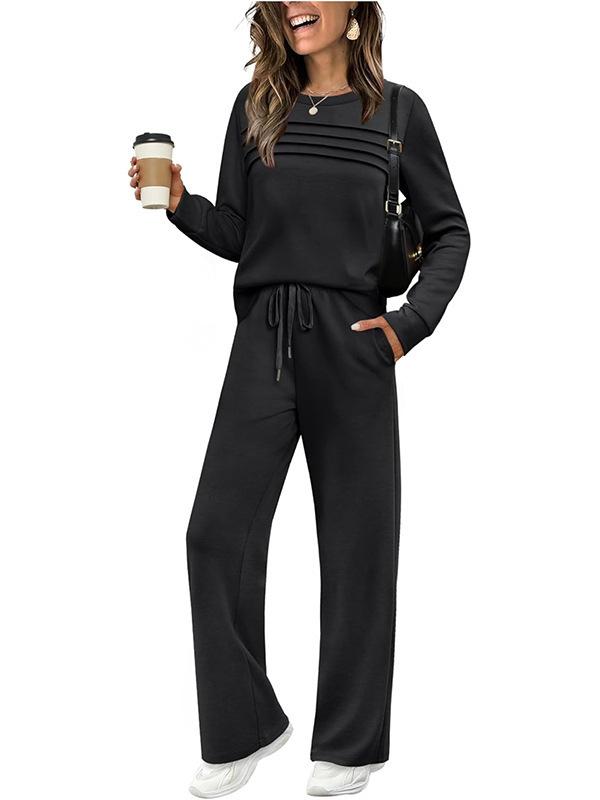 Women's Casual Elastic Waist Trousers Wide-leg Pants