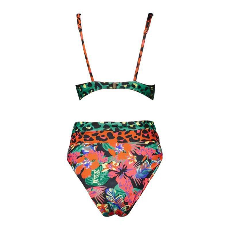 Sexy High-waisted Printed Bikini Top And Shorts