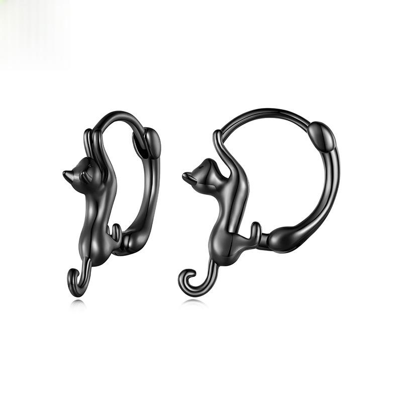 Languid Animal Small Cat Gold-Plated Earrings
