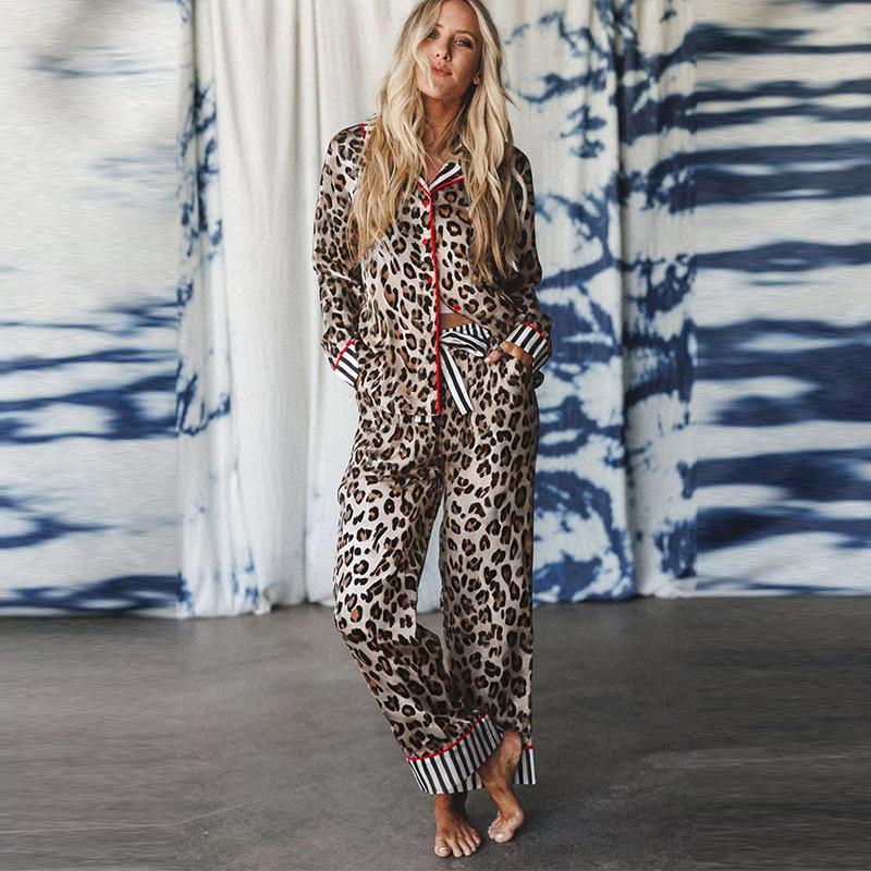 Women's Fashionable Leopard-Print Single-Breasted Multi-Button Suit