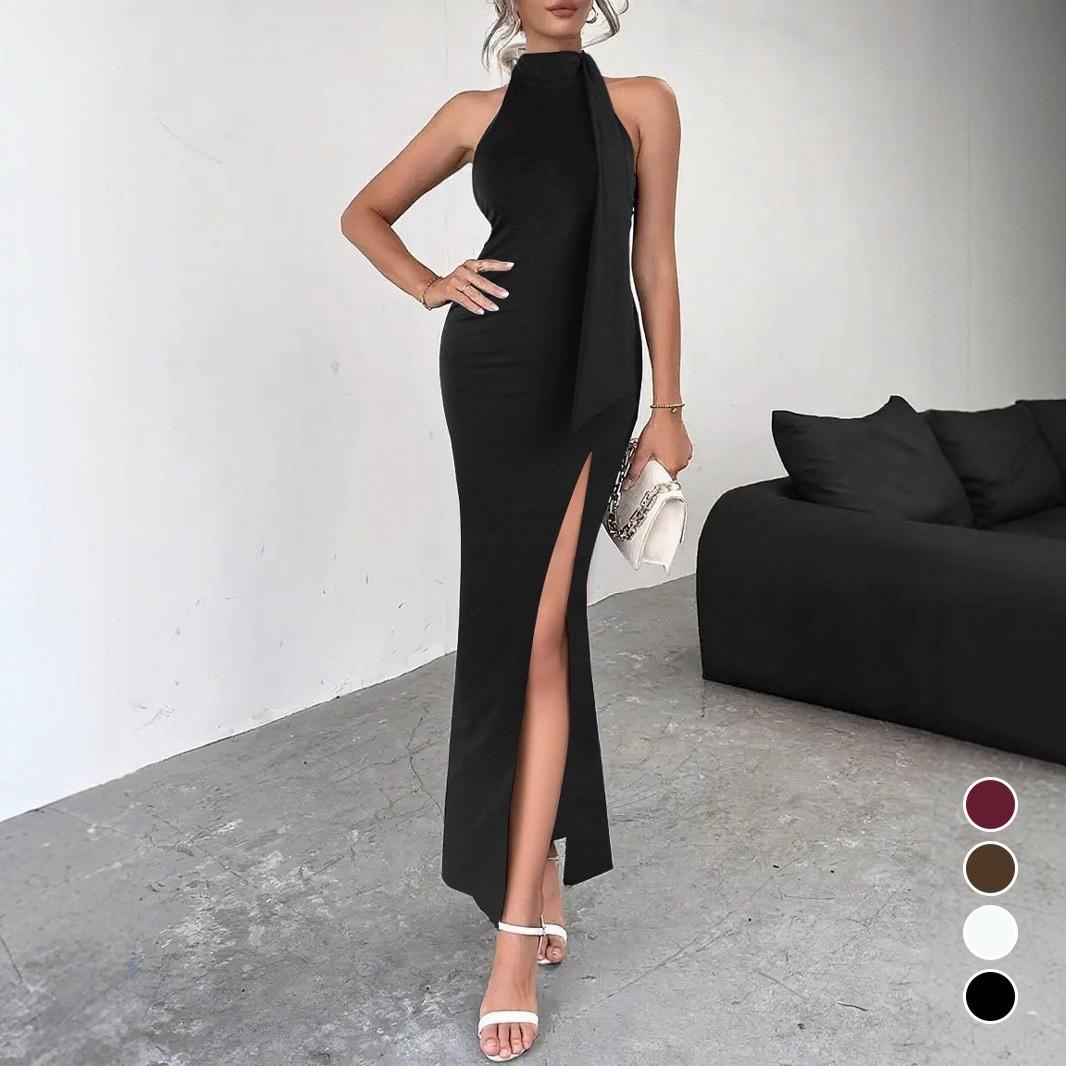 Sexy Backless Lace Up High Slit Sleeveless Dress