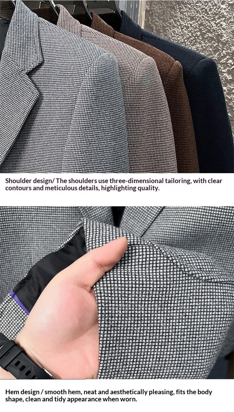 Lightly Mature-style Casual Mens Heavy Wool Suit For Spring And Autumn