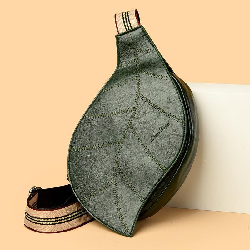 Retro-style Leaf-shaped Womens Waist Bag With An Adjustable Wide Strap Versatile For Any Outfit