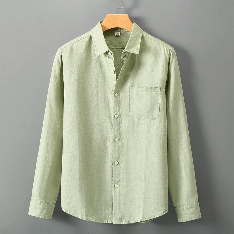 Solid-color High-end Sun-protection Linen Shirt For Men