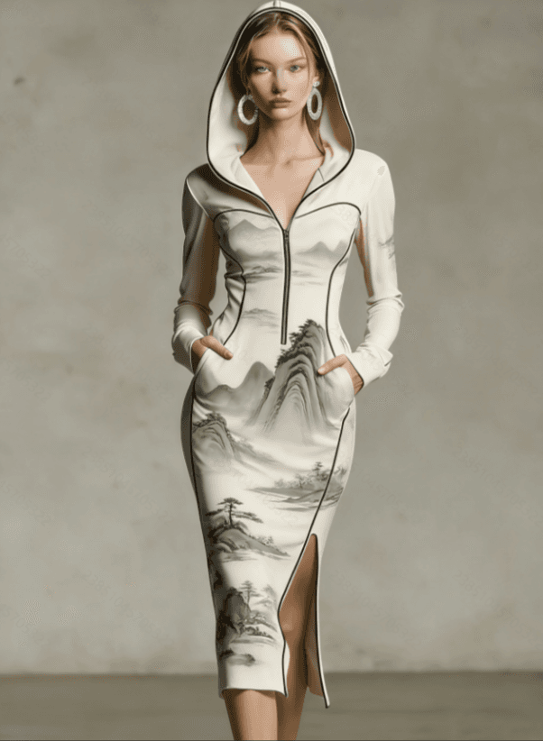 Hooded Slim Fit Split Dress