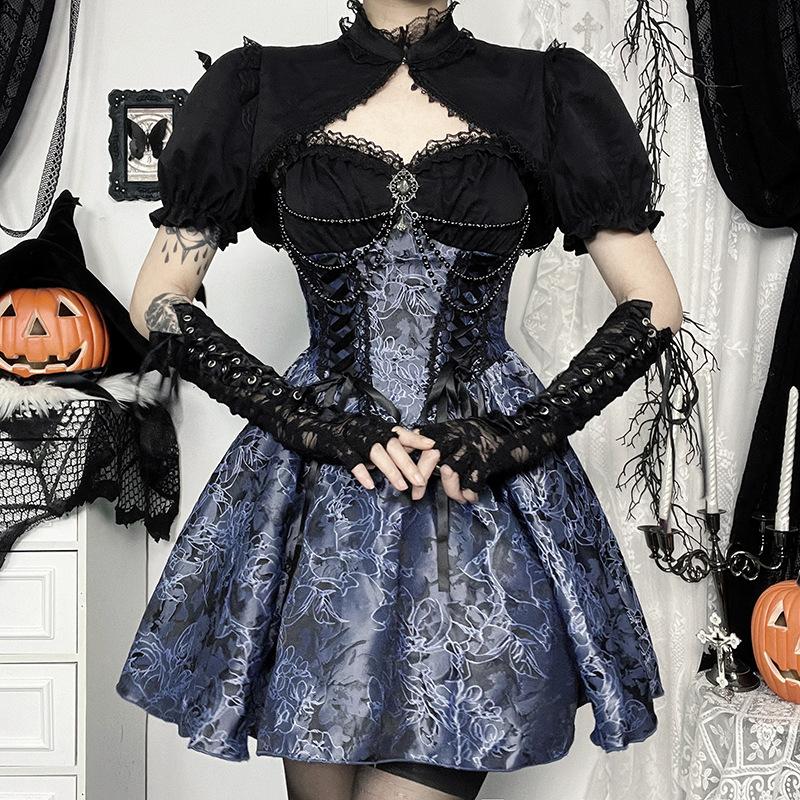 Women's Two-tone Jacquard Suspender Skirt