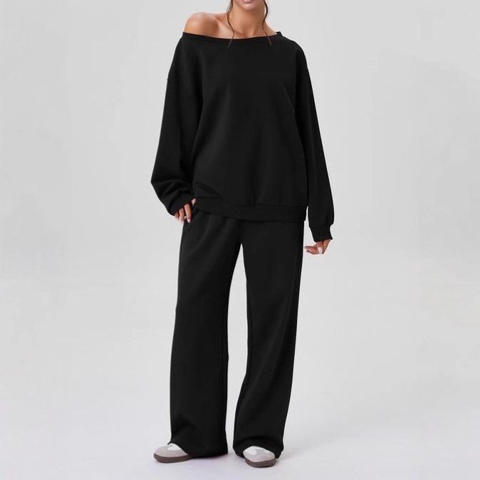 Sporty Casual Two-piece Set With A Trendy Off-shoulder Design