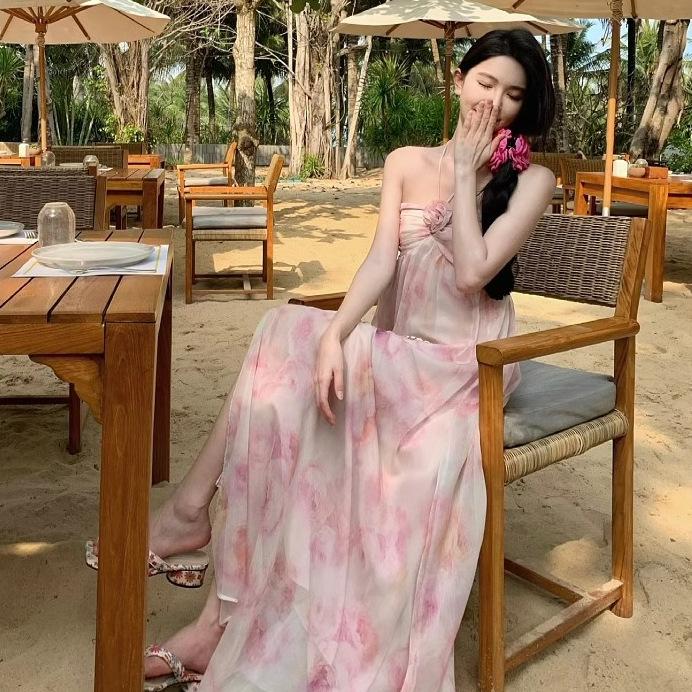 Halter Dress Women's Sexy Backless Yunnan Travel Wear