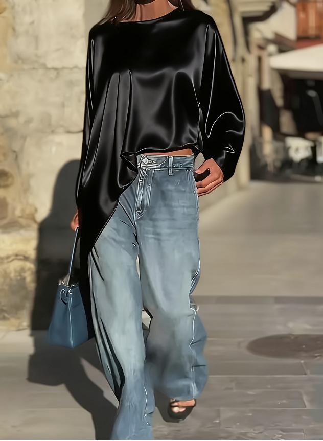 Irregular Hem Flowy Blouse