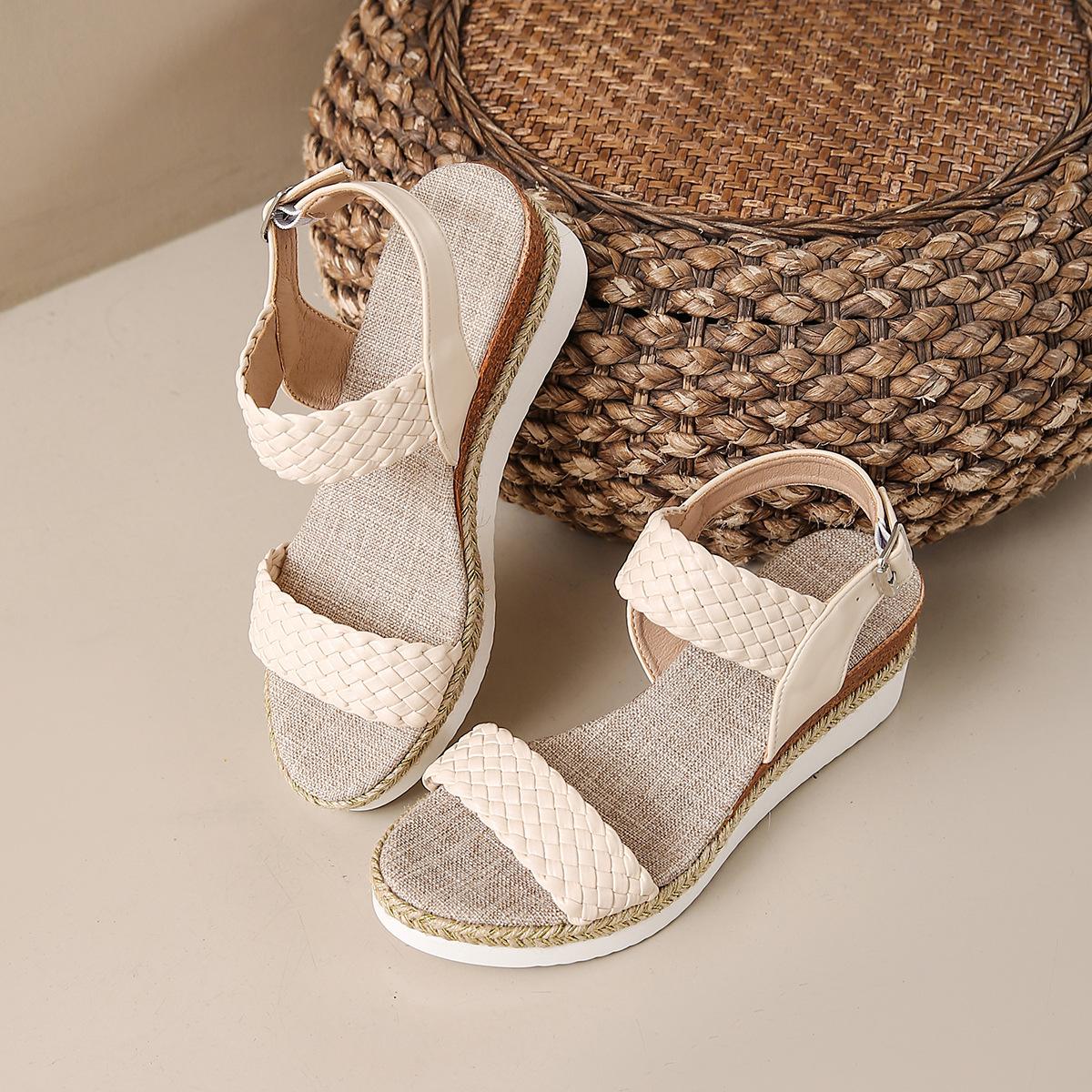 Fashionable Open-toe Round-toe Thick-soled High-heeled Slides For Outdoor Wear