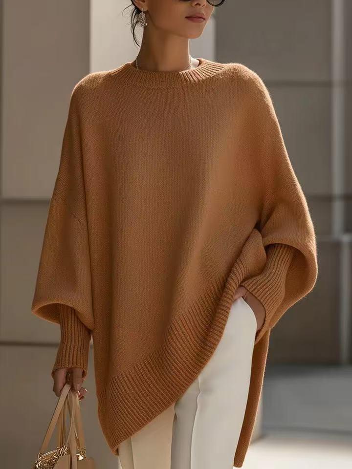 Women's Thick Knitted Pullover Sweater Loose Fit Round Neck Casual All-Match Top For Autumn Winter