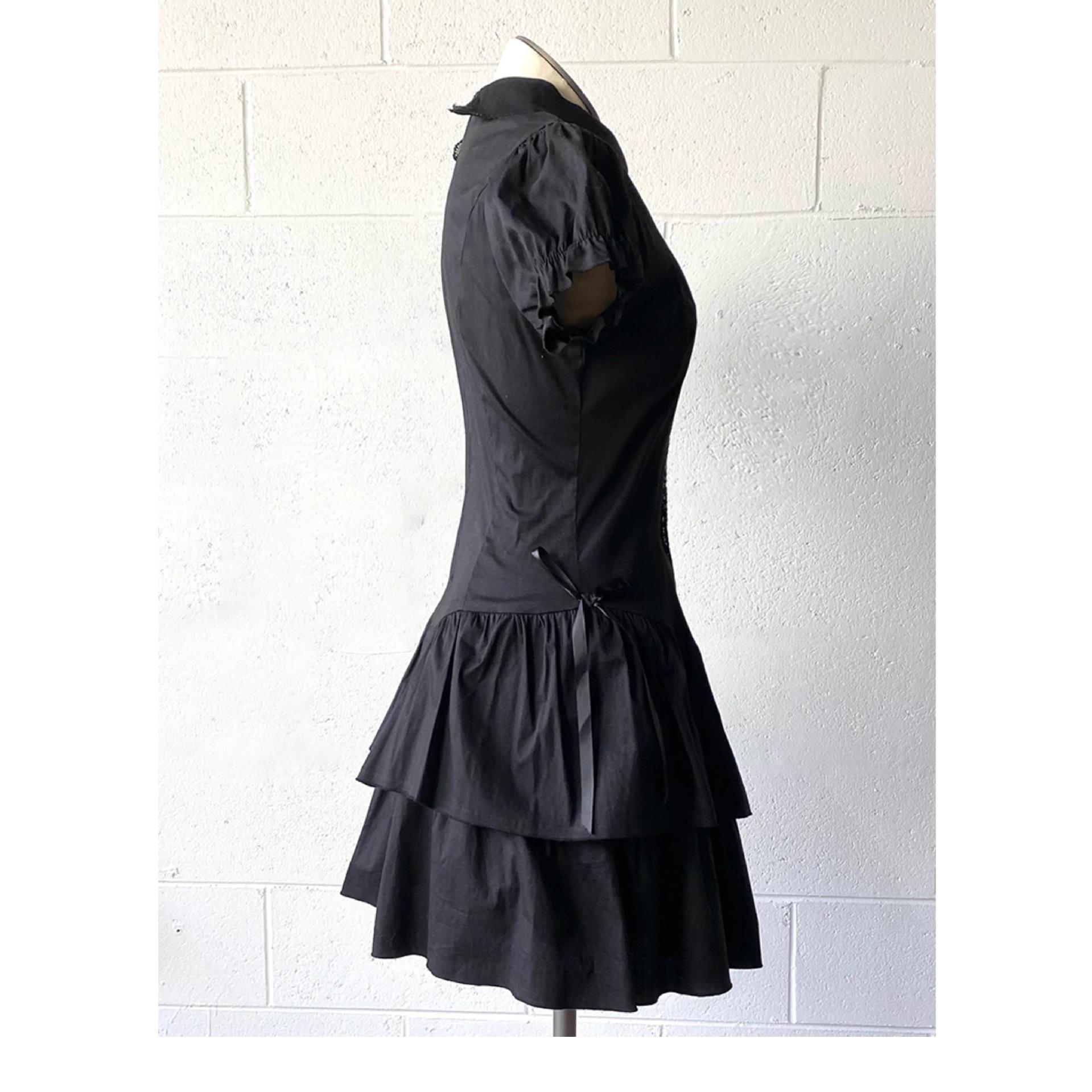 Lace-trimmed Blue Vintage Shirt Dress Short Skirt