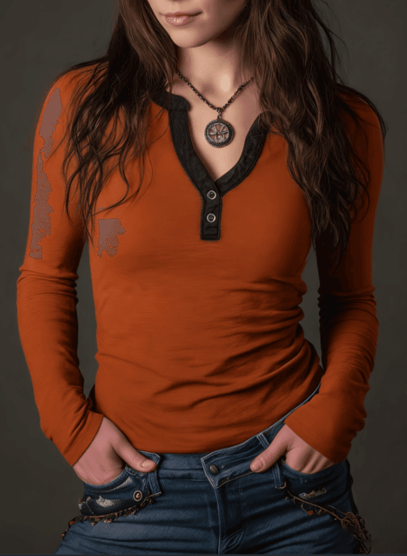 Gradient Henry Collar Long-Sleeve T-Shirt