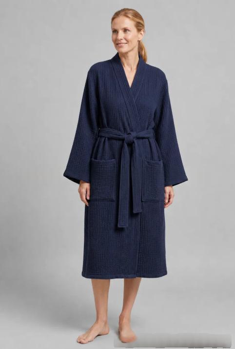 Solid-color Belt Bathrobe Minimalist Nightgown