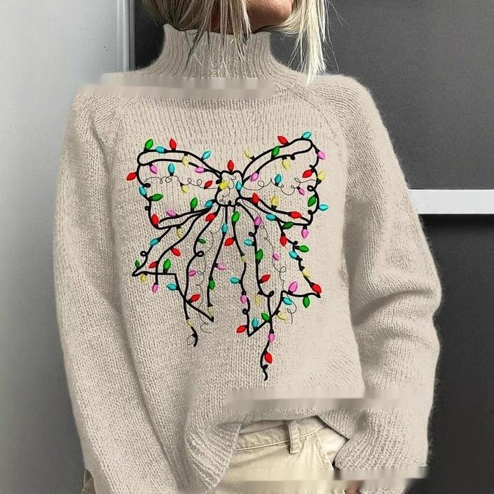High-neck Christmas Lapel Totem Long-sleeve Sweater