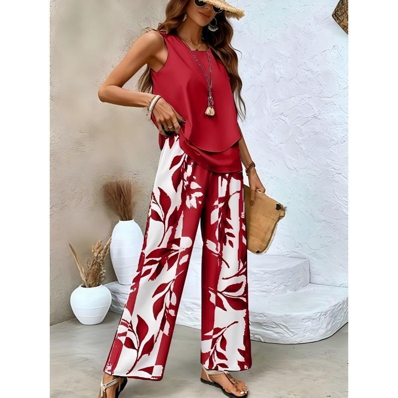 Women's Sleeveless Double-layer Vest Pants Suit
