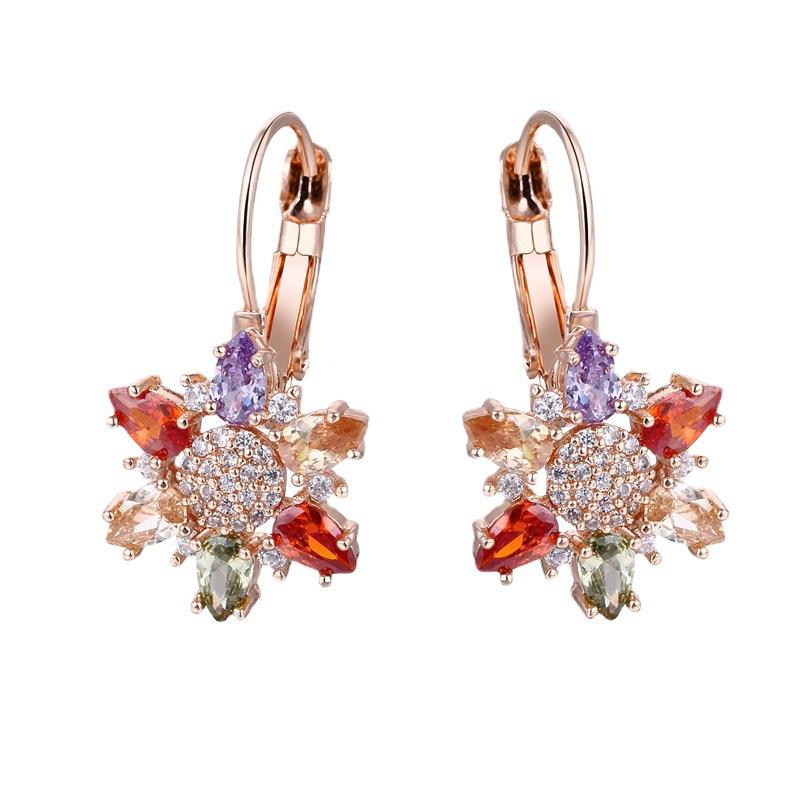 Mixed-color Zircon Crystal Earrings For Women