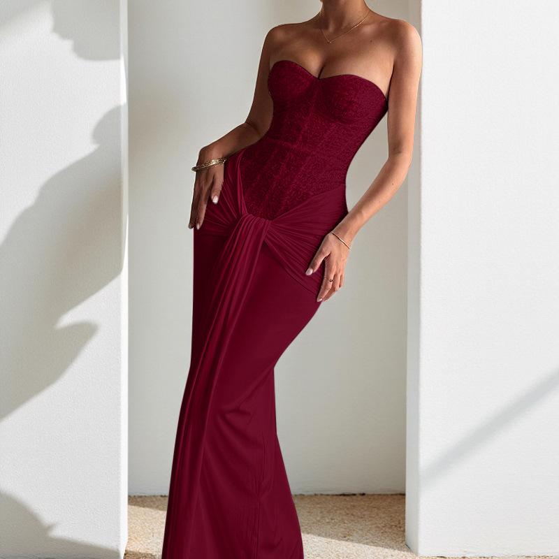 Wine Red / S / Single dress