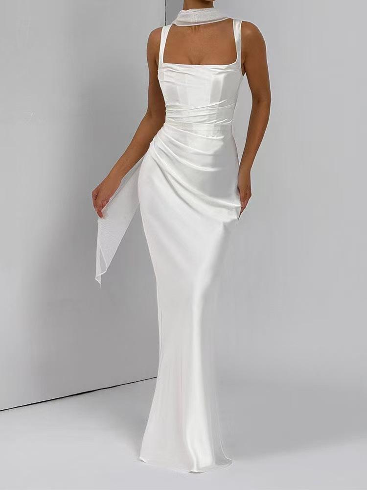 Women's Sleeveless Sling Solid Color Slim Dress