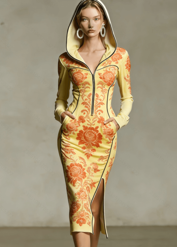 Hooded Slim Fit Split Dress