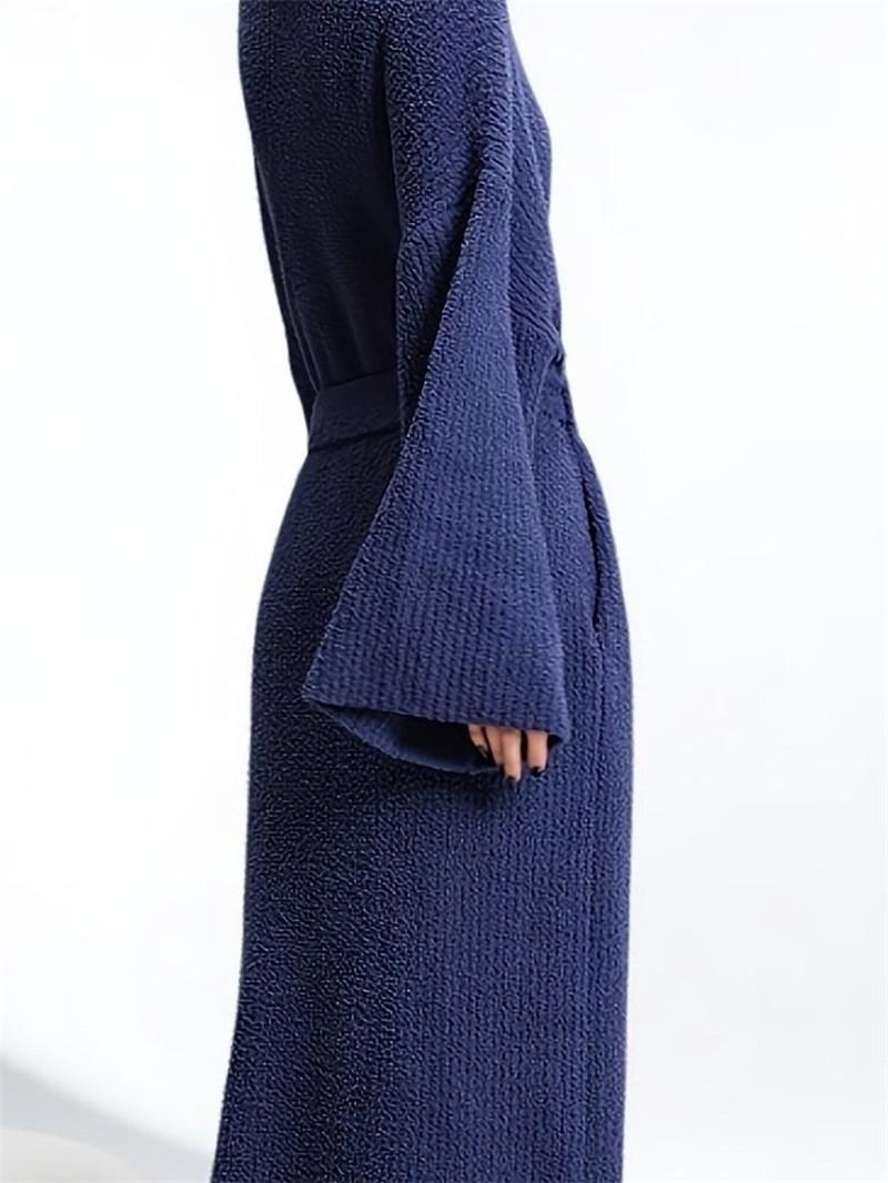 Solid-color Cardigan-style Nightgownbathrobesoft And Cozy