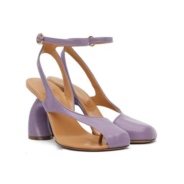 Stiletto Peep-toe Sandals With A Square Toe And A Strappy Ankle Buckle