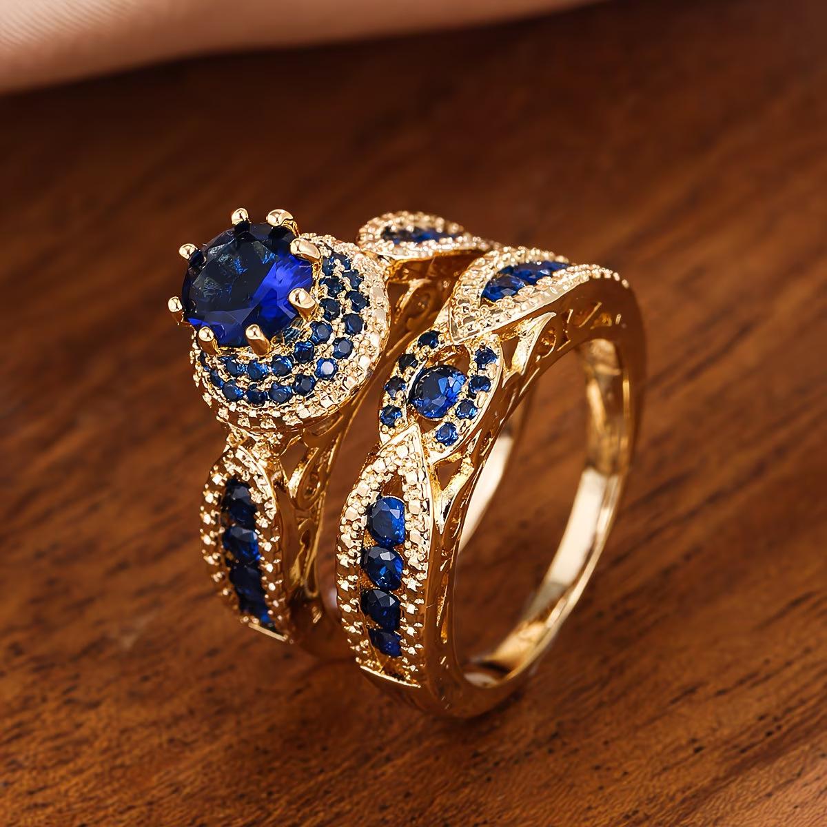 Zircon-inlaid Mens And Womens Ring