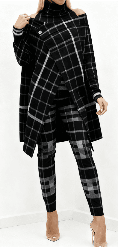 Simple And Stylish Two-piece Suit, Asymmetrical Top, Slim-fit Trousers