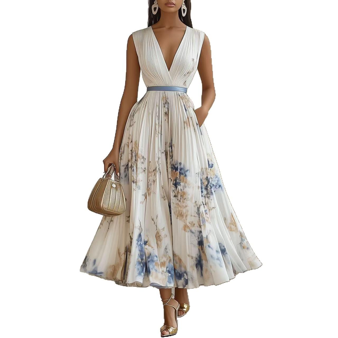 Fashion Printed Sleeveless Dress Women
