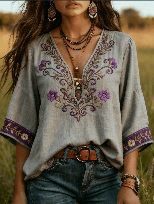 Women's Bohemian Retro Floral T-Shirt