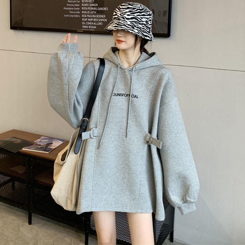 Korean-style Loose-fitting Fleece-lined Thickened Oversized Womens Hoodie For Fall And Winter