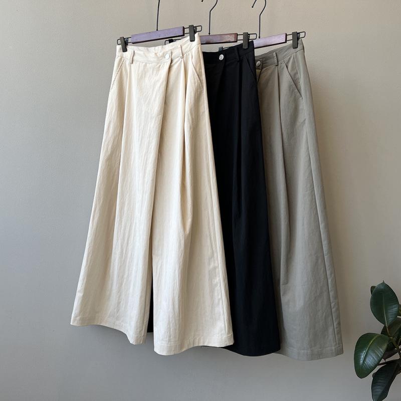 Summer Chic Asymmetrical Slant-front Wide-leg Pants