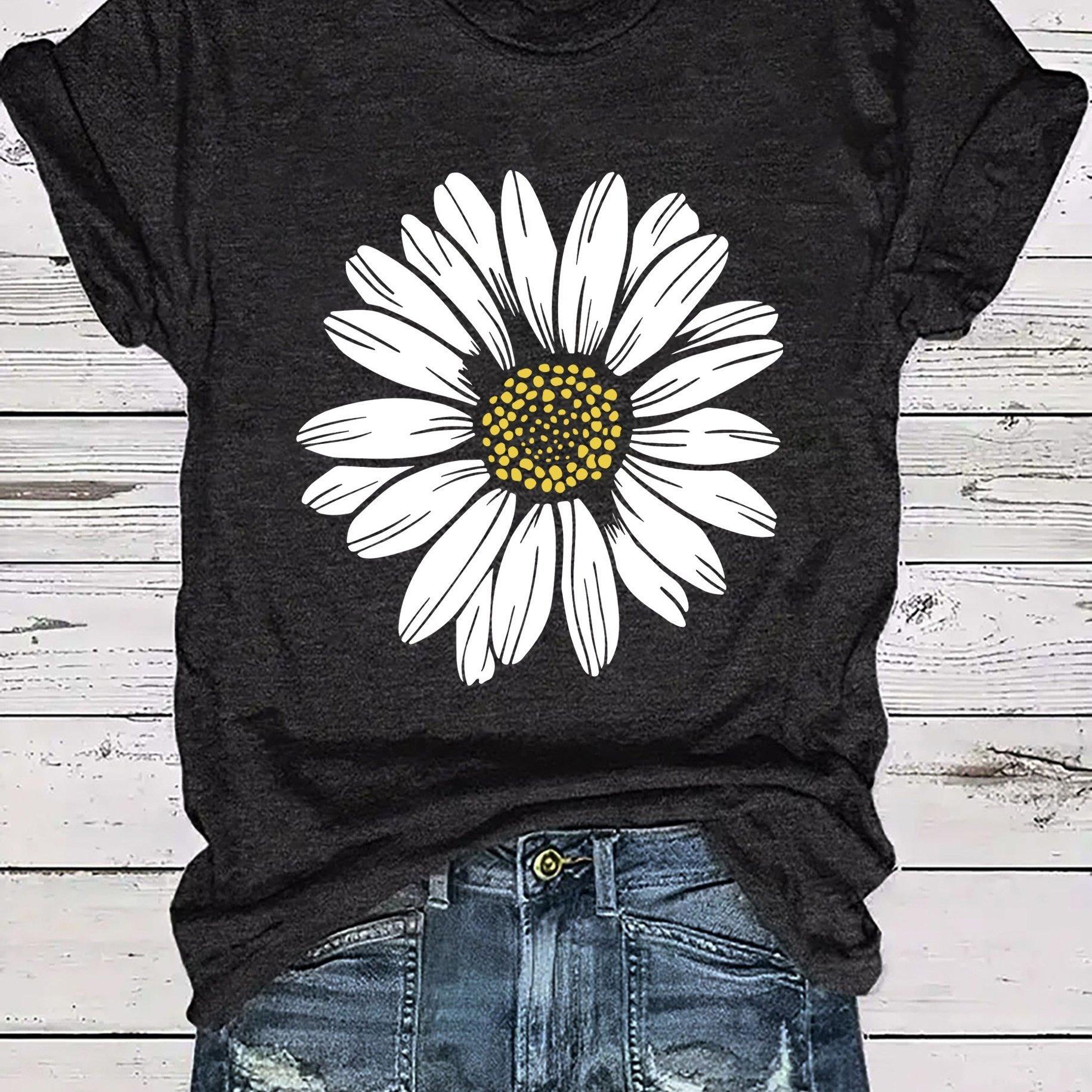 Women's Casual Daisy Print T-Shirt