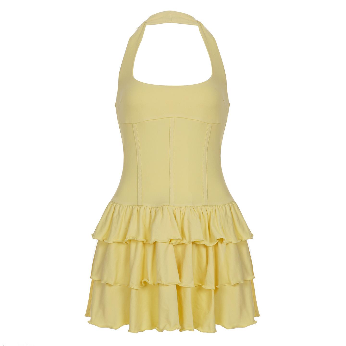 Backless Sports Neck-hanging Cake Dress Women