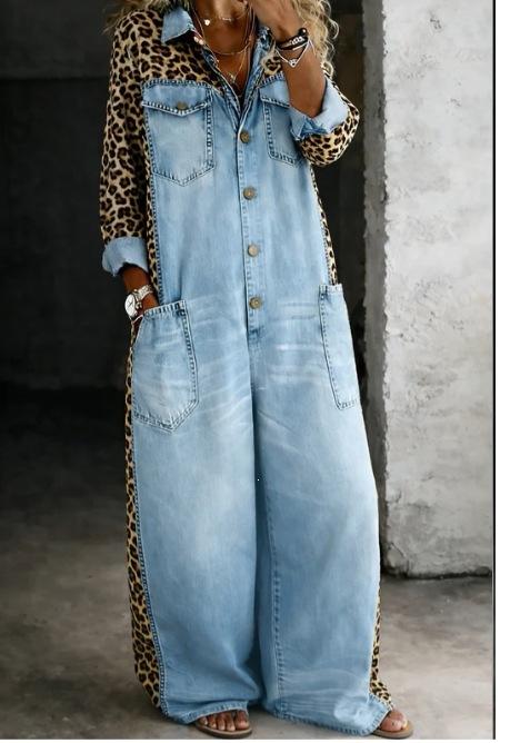 Womens Retro-Style Trendy Wide-Leg Jumpsuit