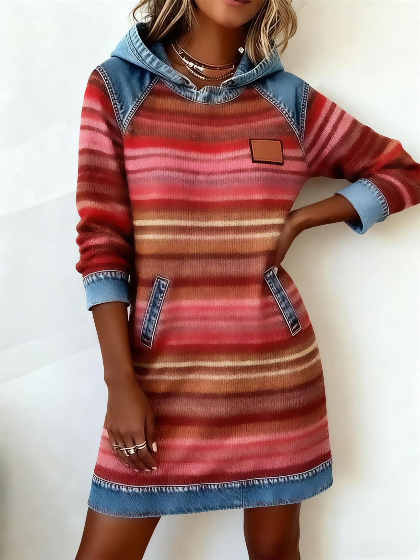 Women's Casual Hooded Loose Short Dress