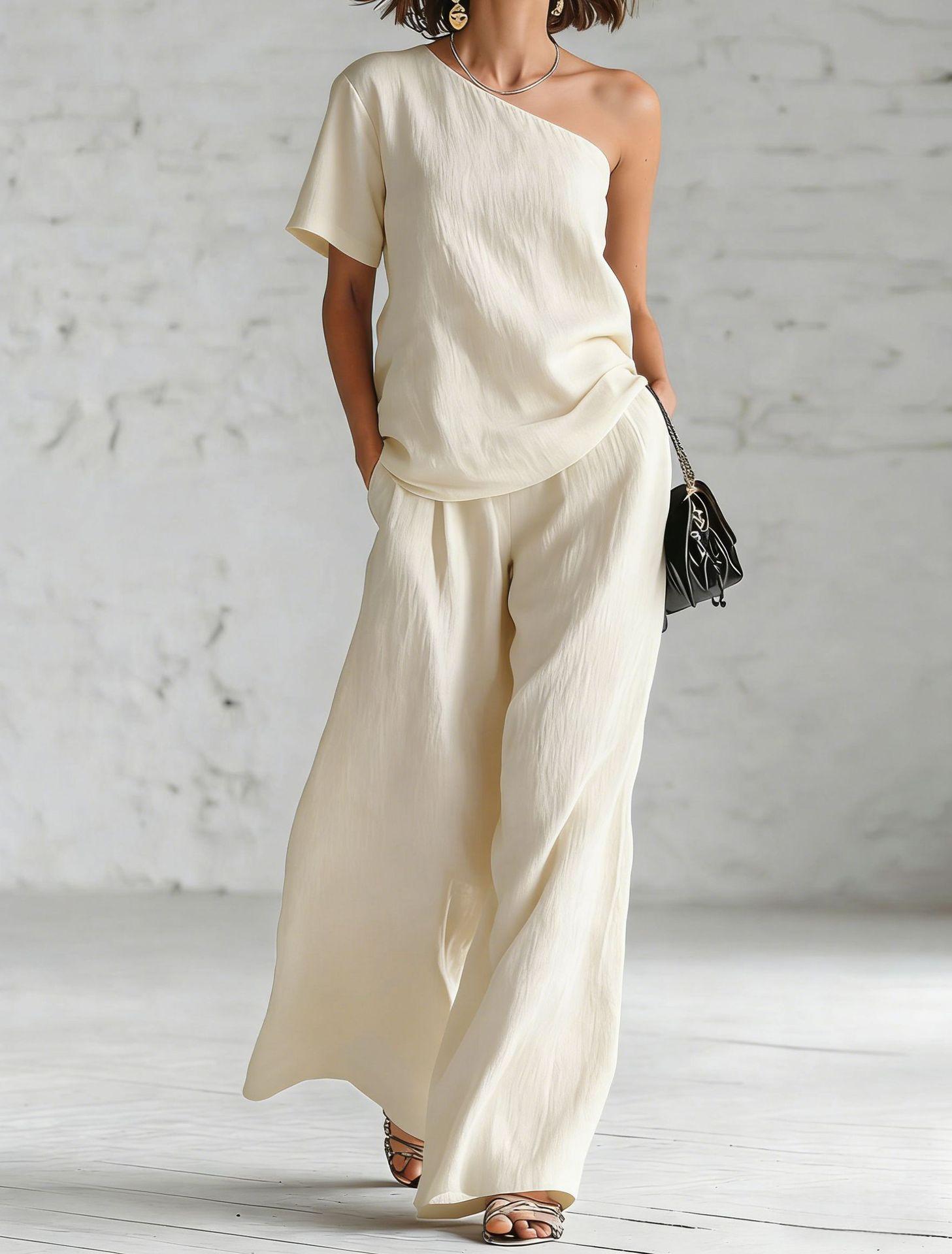 Fashion Top And Wide-leg Pants Casual Set
